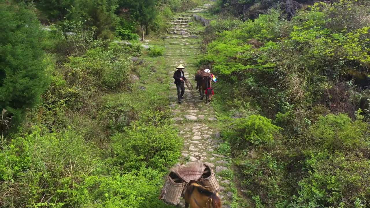 航拍茶马古道  古代经济交通运输线