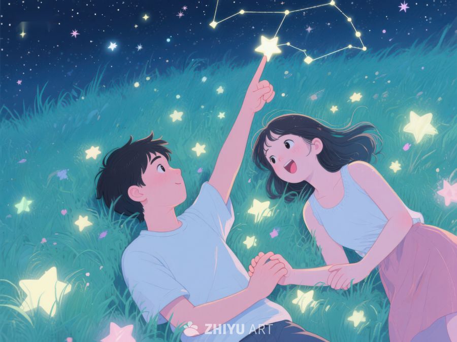夜空下指星星的男女 1079
