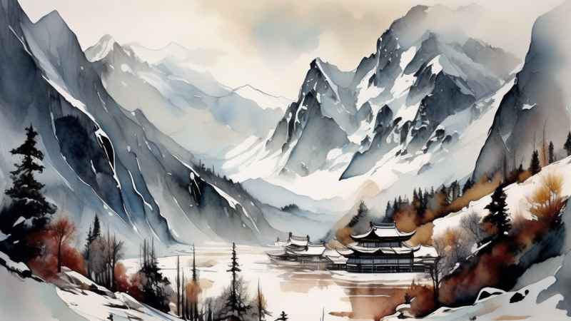 雪山高原冰川插画 16