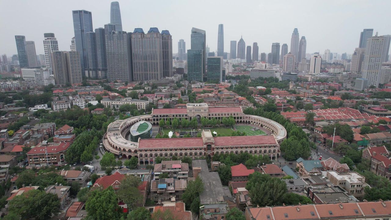 天津五大道旅游景区航拍  