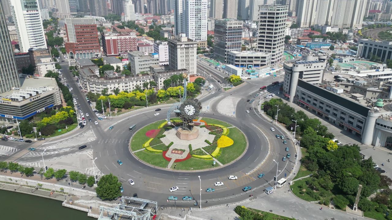  航拍天津世纪钟广场