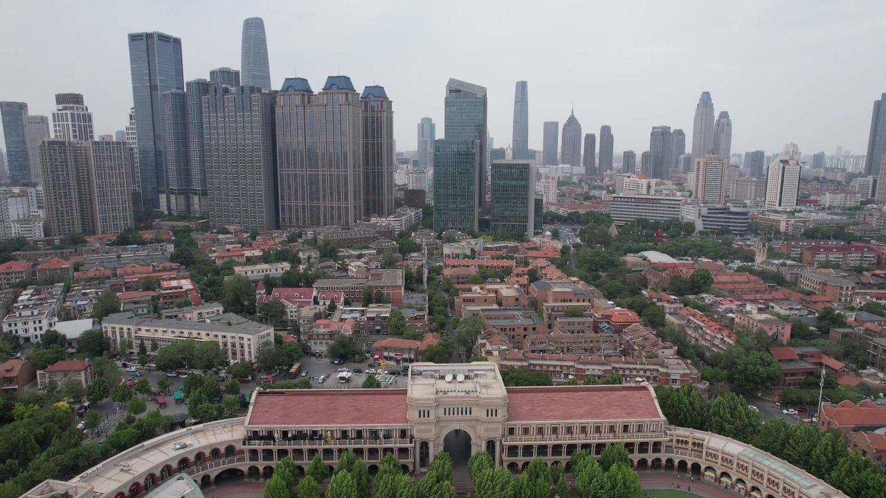 天津五大道旅游景区航拍 