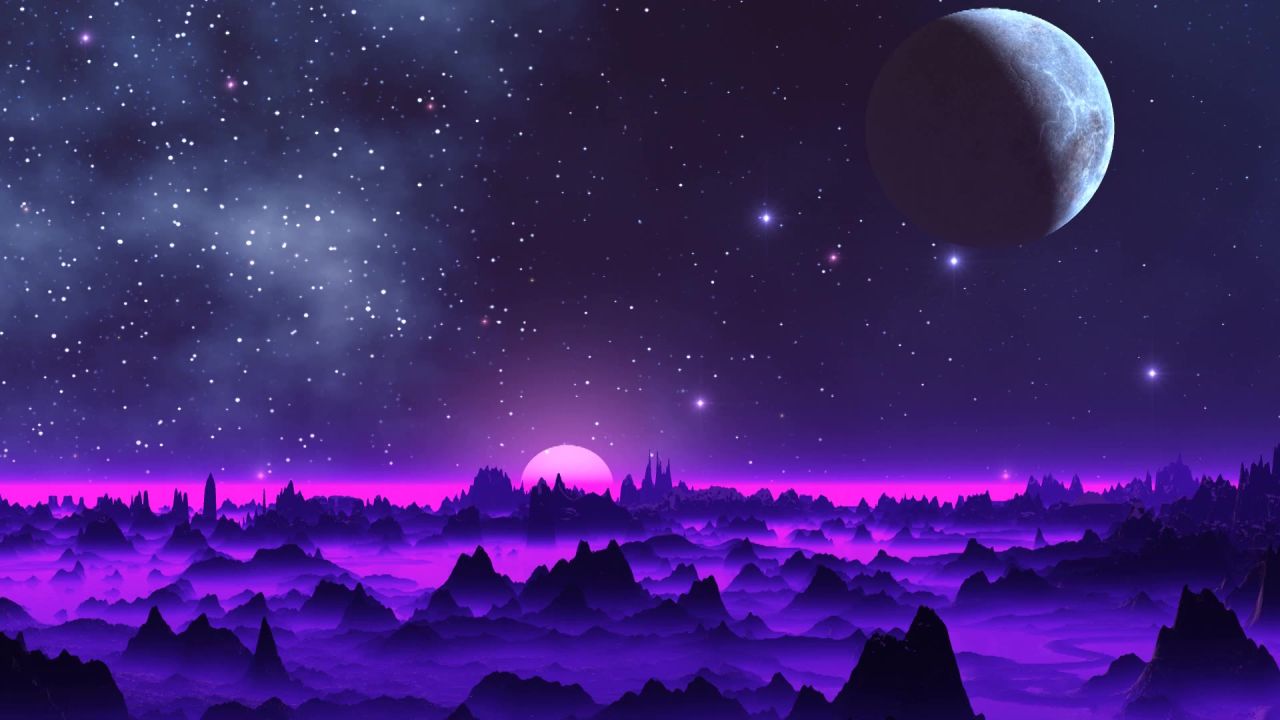 唯美大海上升月亮白月光蓝色夜空圆月明月大屏幕舞台LED视频  66