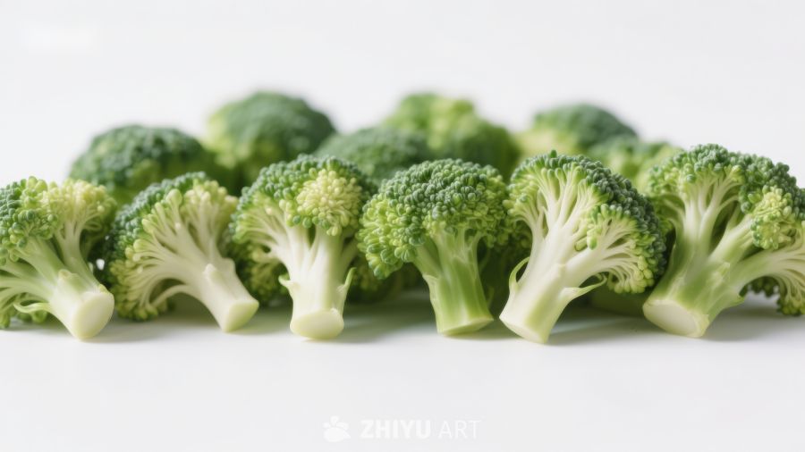 新鲜西兰花整齐排列