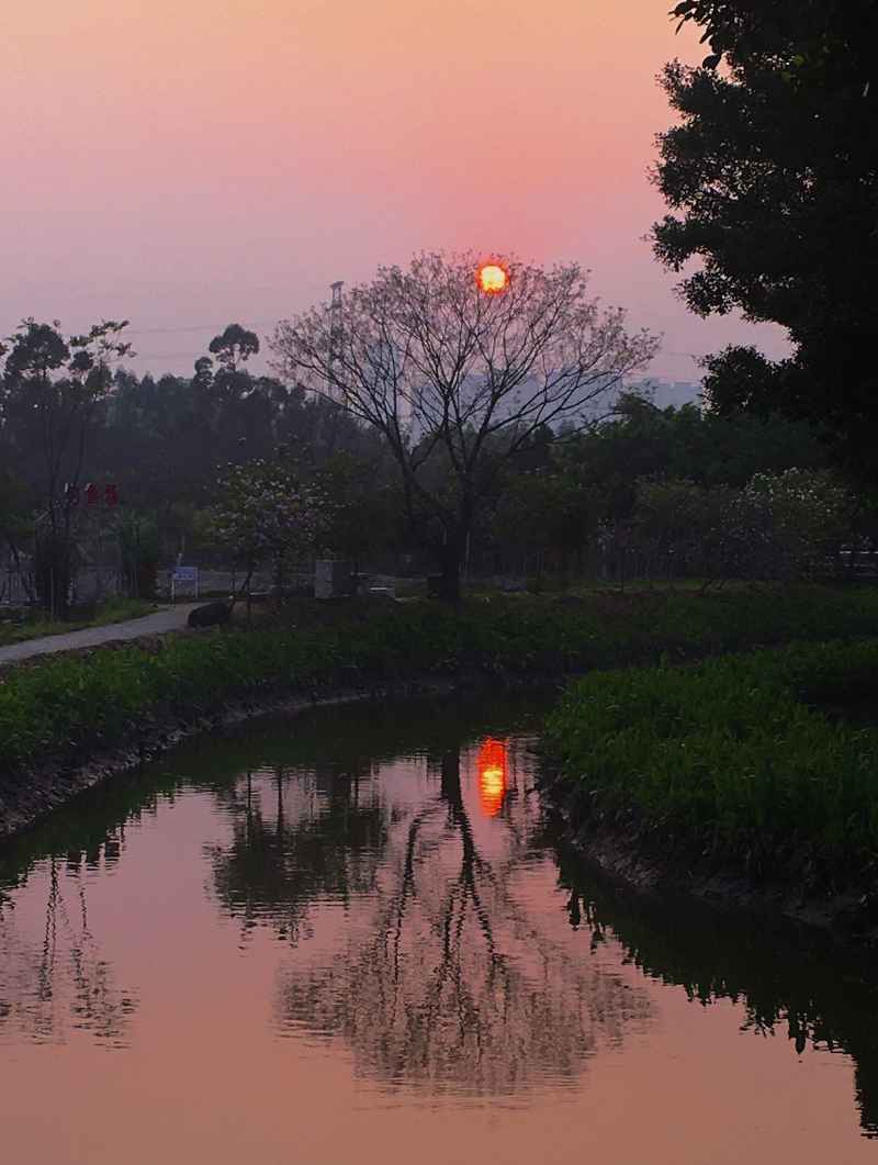 夕阳西下的河边