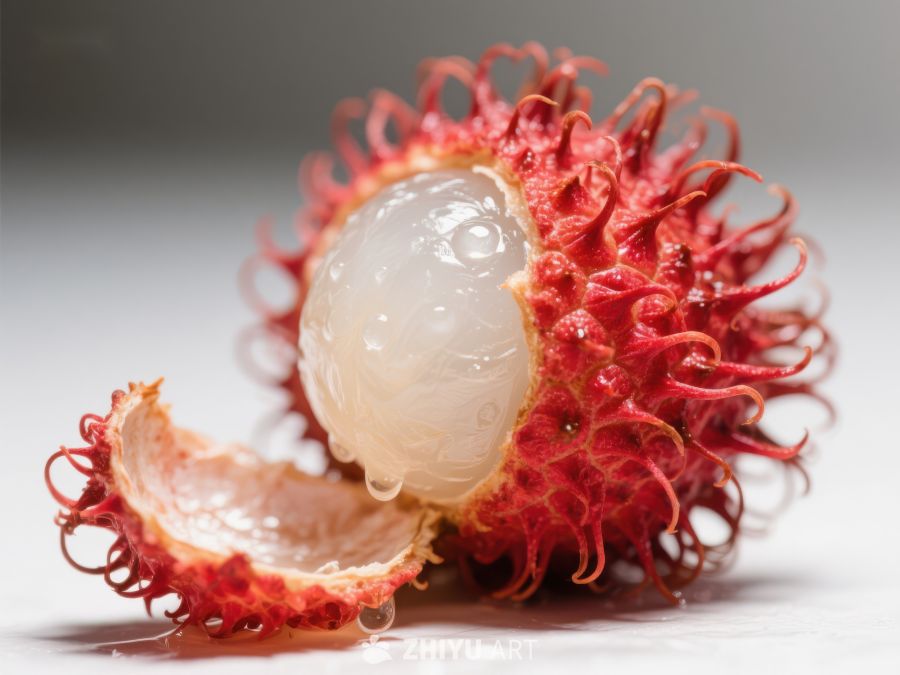 新鲜红毛丹果肉特写 599