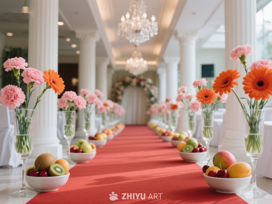 宴会厅水果鲜花装饰长桌 757