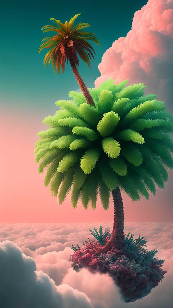 一课绿色棕榈树风景