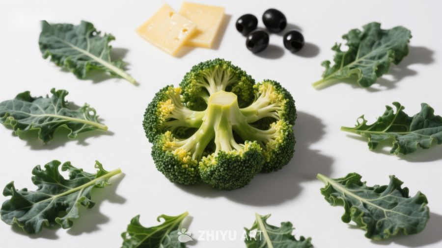 西兰花与羽衣甘蓝的健康食材组合