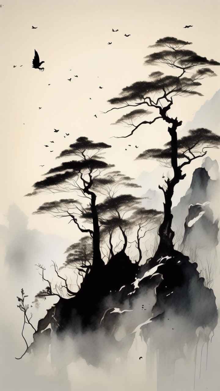 古风山水画唯美背景图 91