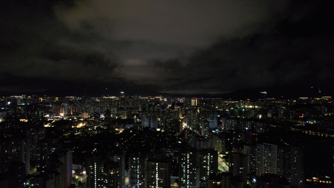 浙江温州城市夜景灯光航拍
