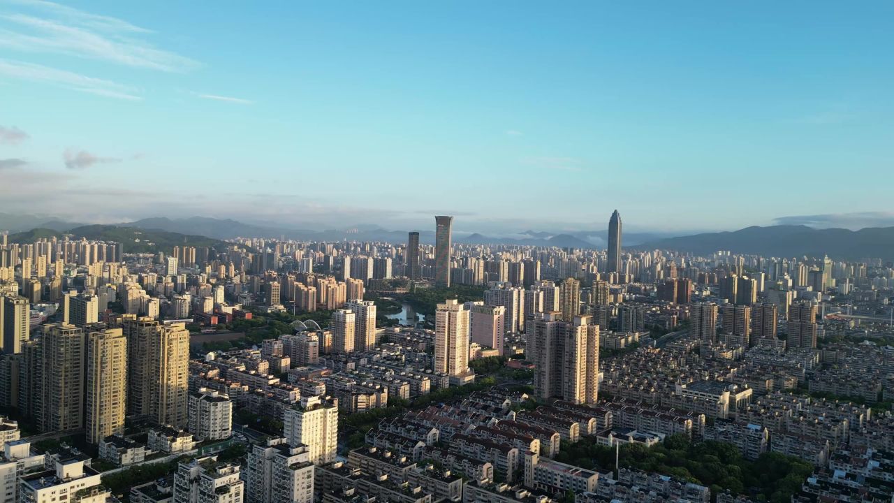 航拍浙江温州大景温州鹿城区