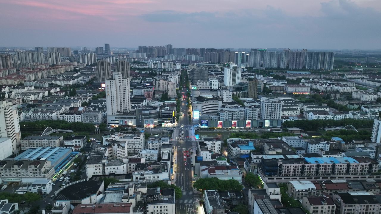 4K航拍昆山城市夜景风光 7