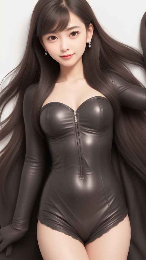 黑色皮衣美女