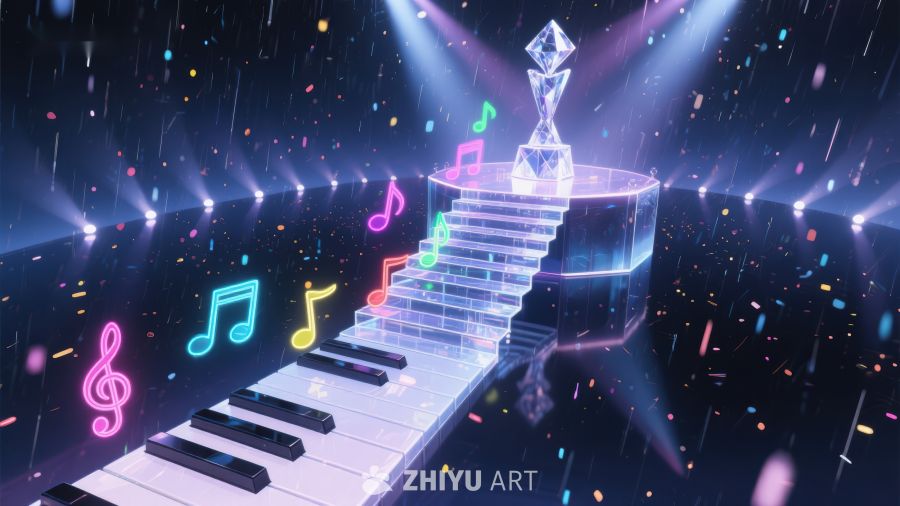 音乐阶梯：音符与钢琴的梦幻交汇 907