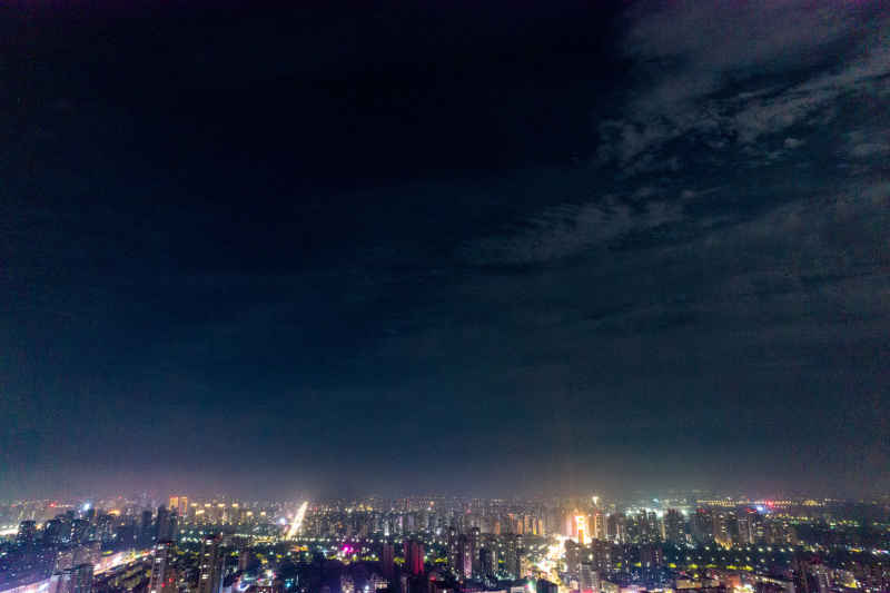 山东聊城城市夜景灯光航拍摄影图