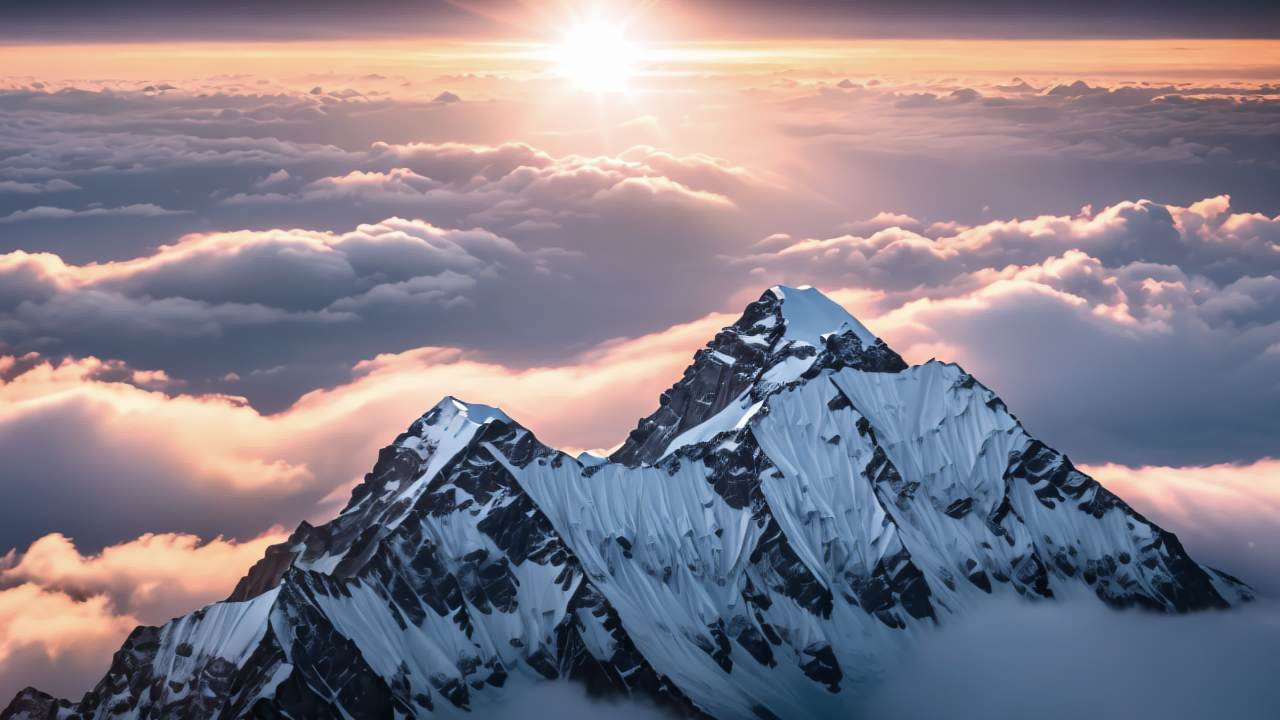 珠穆朗玛峰喜马拉雅山脉航拍日出日落云海延时 8