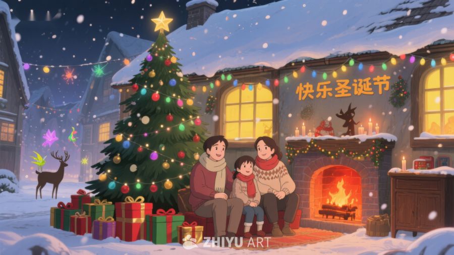温馨圣诞夜，家人共聚火炉旁 287