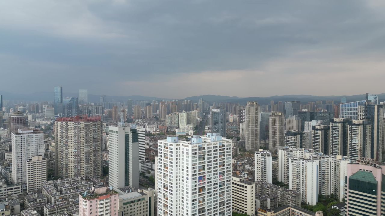 云南昆明城市风光交通航拍
