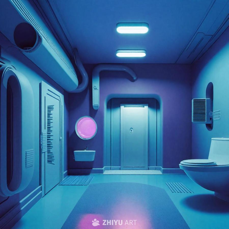 一个未来主义和超现实主义的3D科幻壁纸，营造出独特