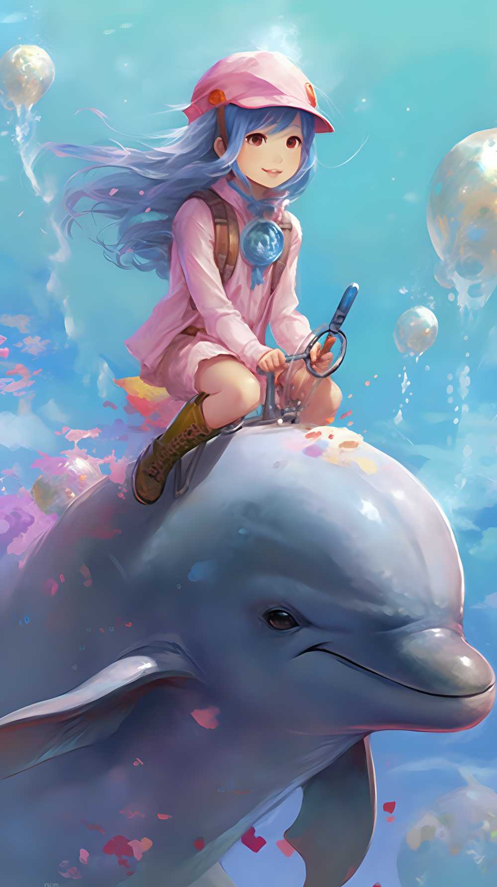 骑在海豚上的女孩，星星艺术团的风格