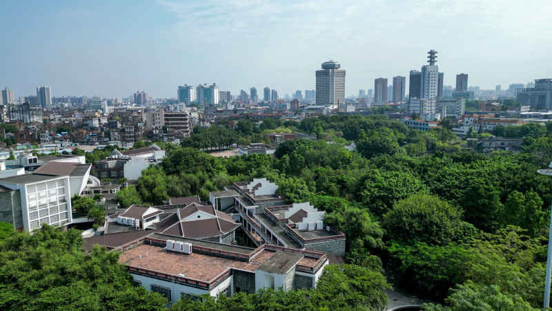 航拍广东东莞可园