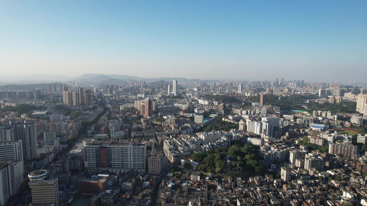 广东江门城市风光地标建筑航拍 