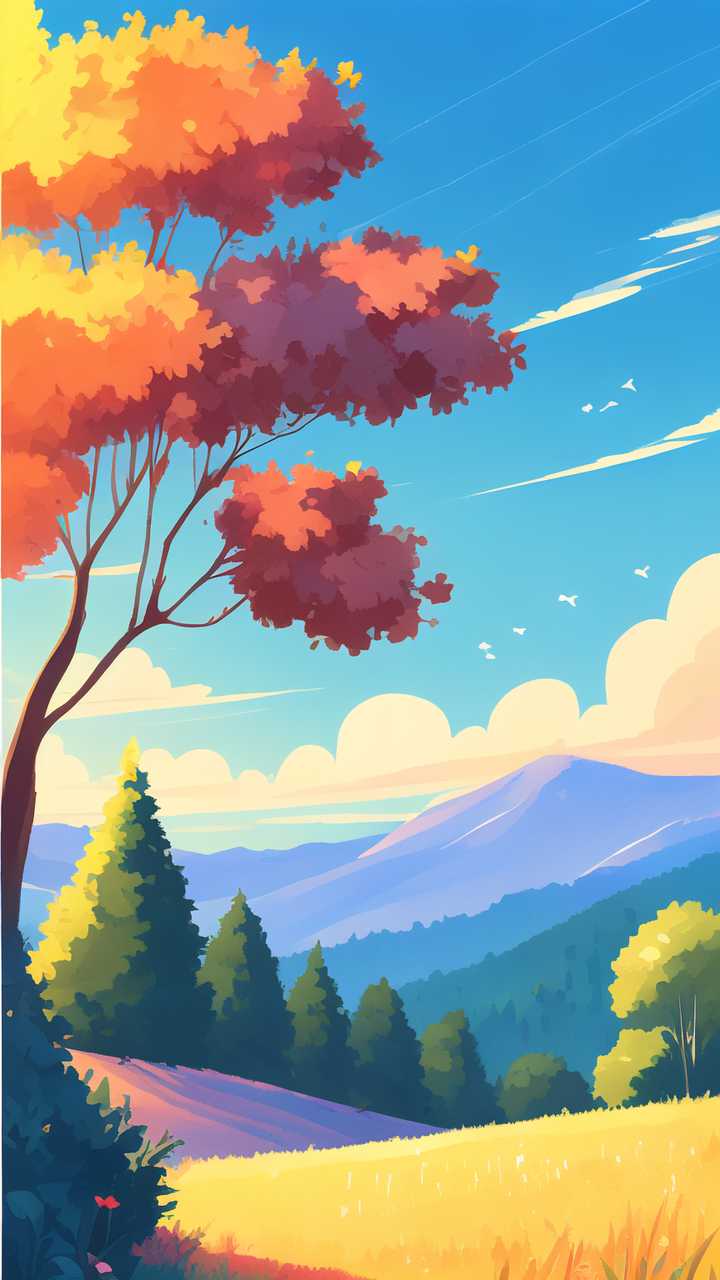 夏天唯美风景原创插画海报
