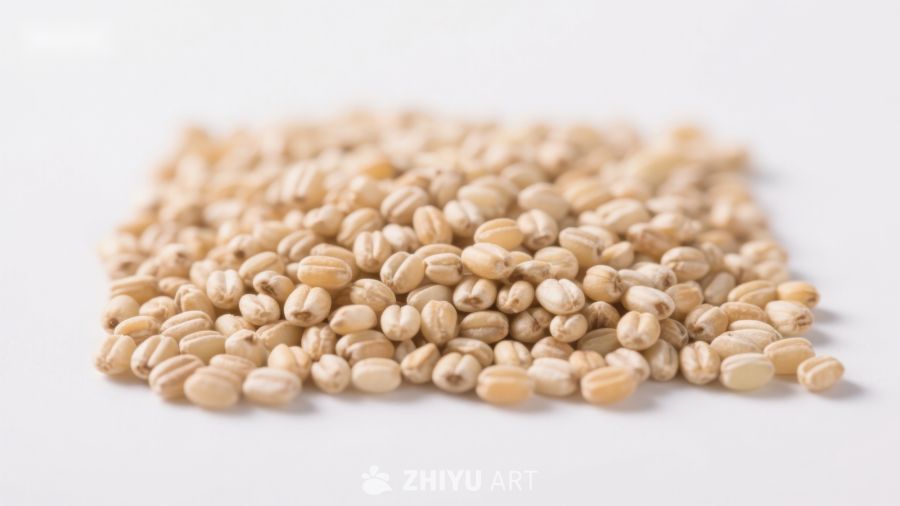 一堆浅色谷物的特写