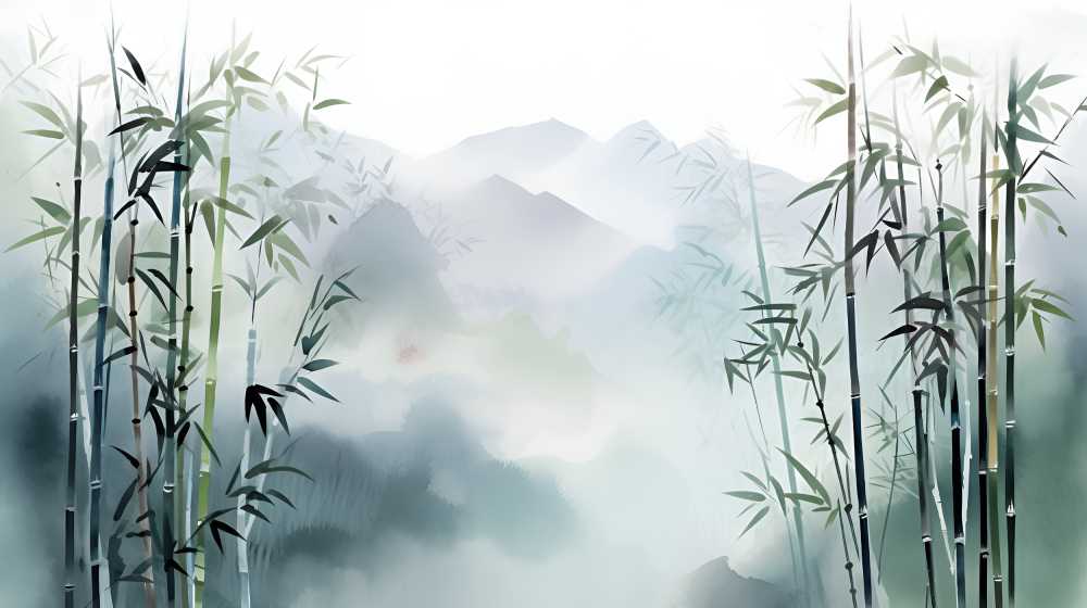 古风竹子林画