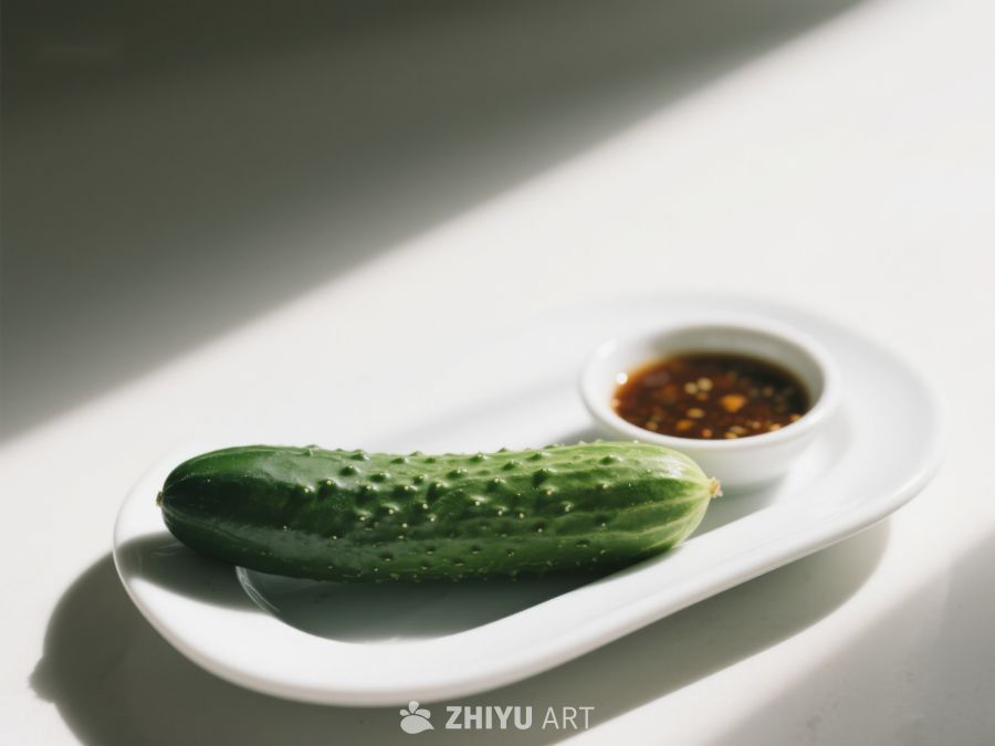 黄瓜与蘸料，简洁美食摆盘 187