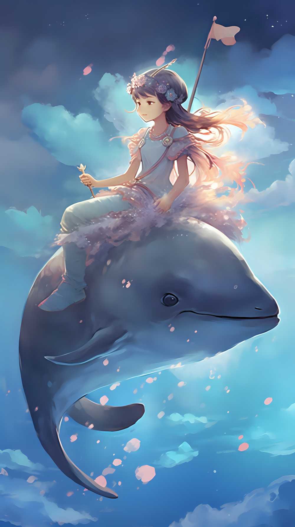 骑在海豚上的女孩，星星艺术团的风格