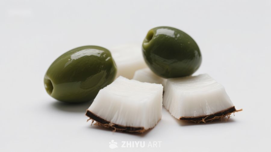 青橄榄与椰子块的组合