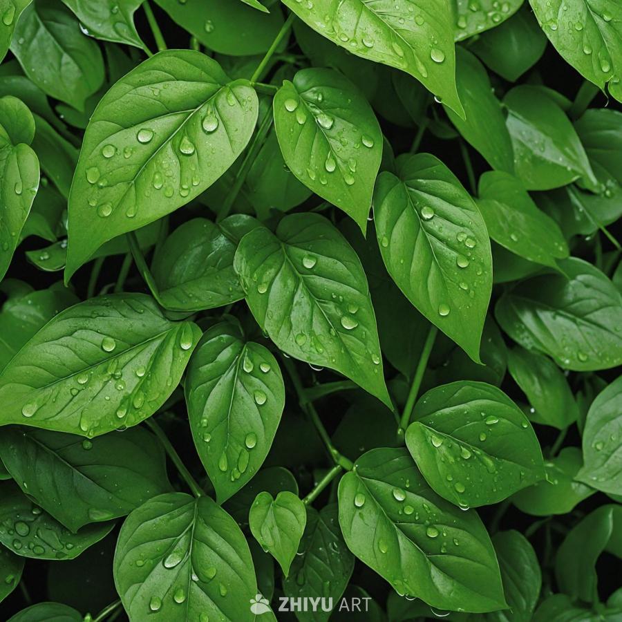 茂盛、翠绿的壁纸上，是叶类植物的特写镜头。叶子很大