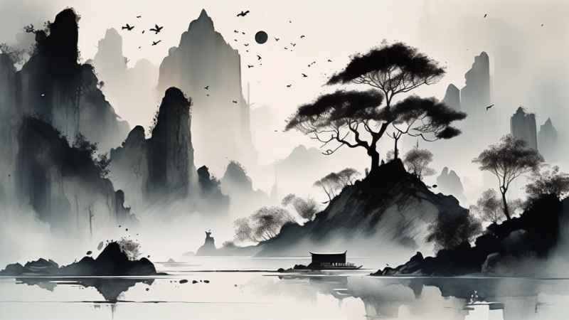 古风山水画唯美背景图 87