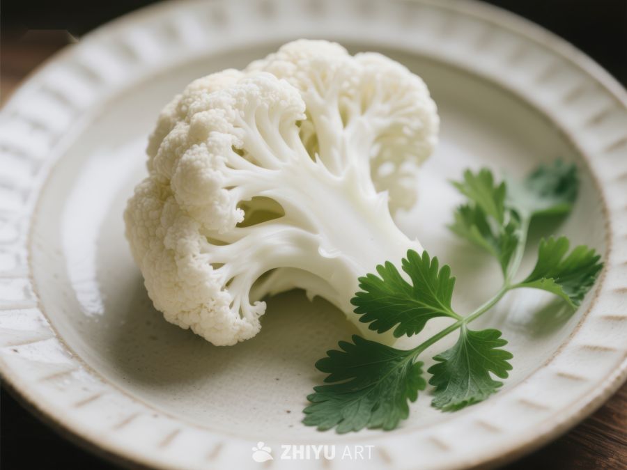 新鲜花椰菜与香菜置于白盘 441