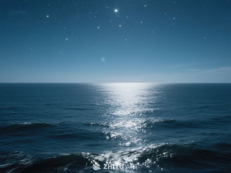 夜空下的海洋波光粼粼 338