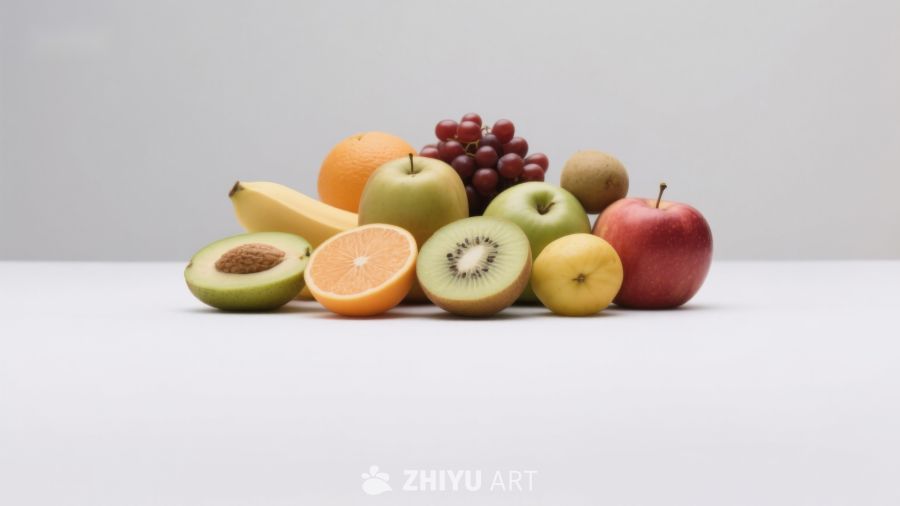 新鲜水果组合静物展示