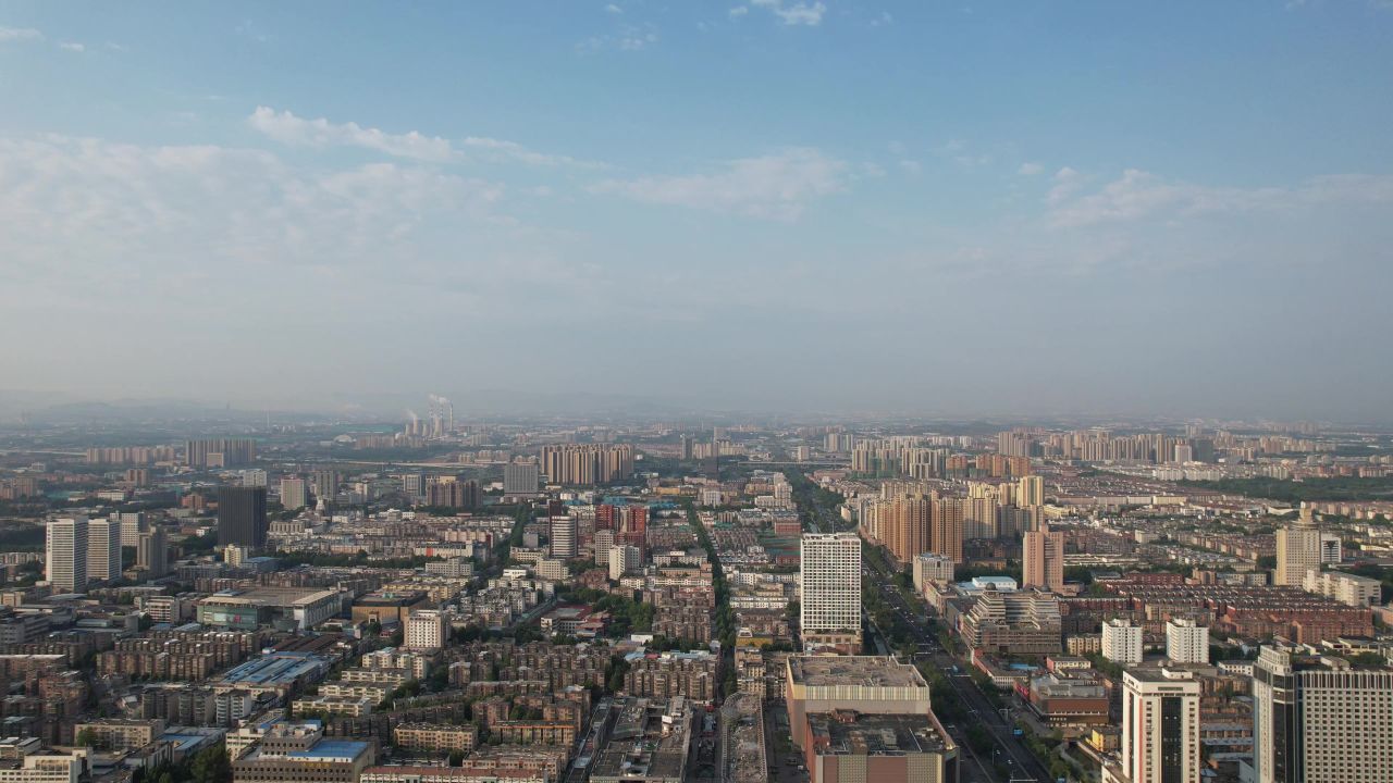 山东淄博城市建设航拍  