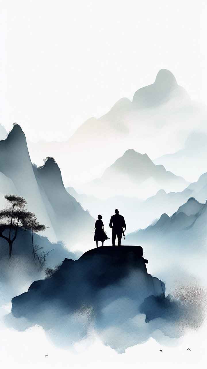 国潮山水画插画背景 41