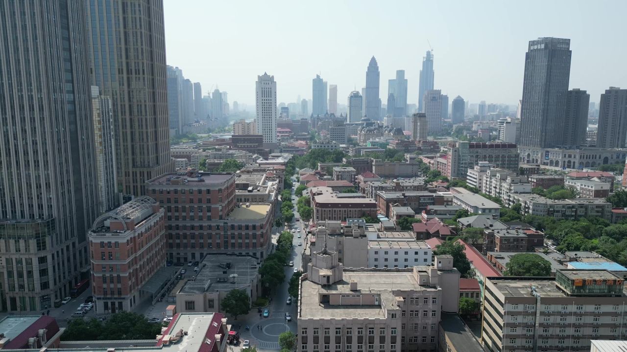  天津城市建设海河风光航拍