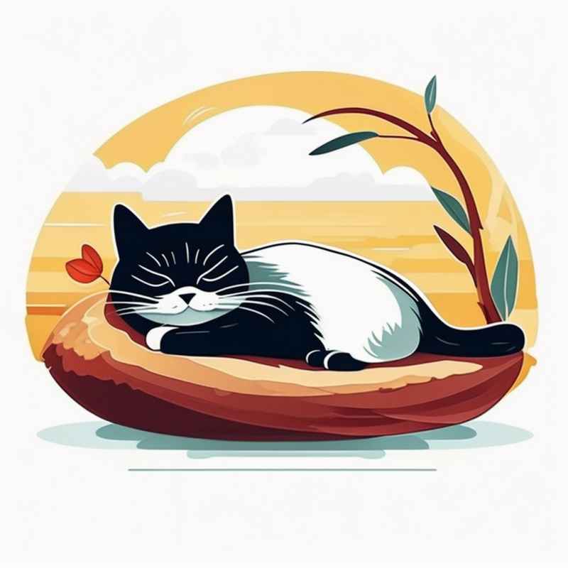 爱睡懒觉的猫咪插画元素 25