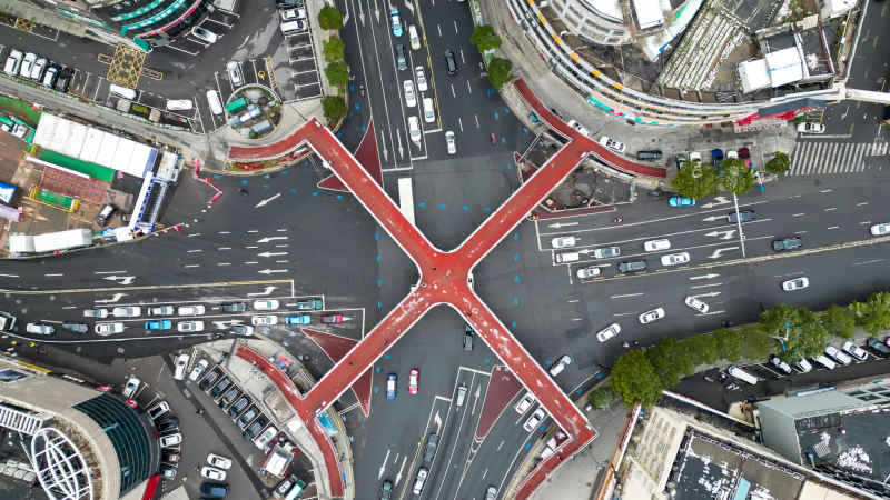 城市高架立交桥交通航拍长沙交通 