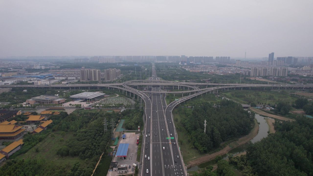 城市高架立交桥交通航拍 