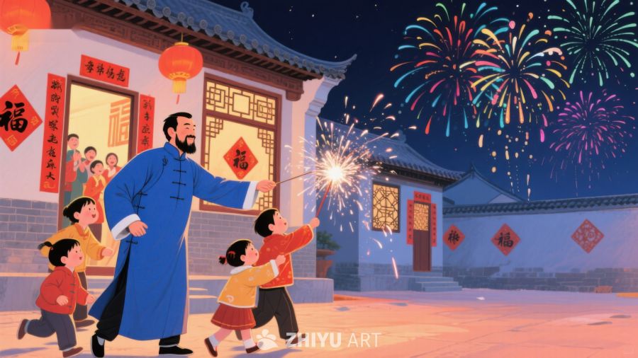 欢庆节日，家庭共赏烟花 36