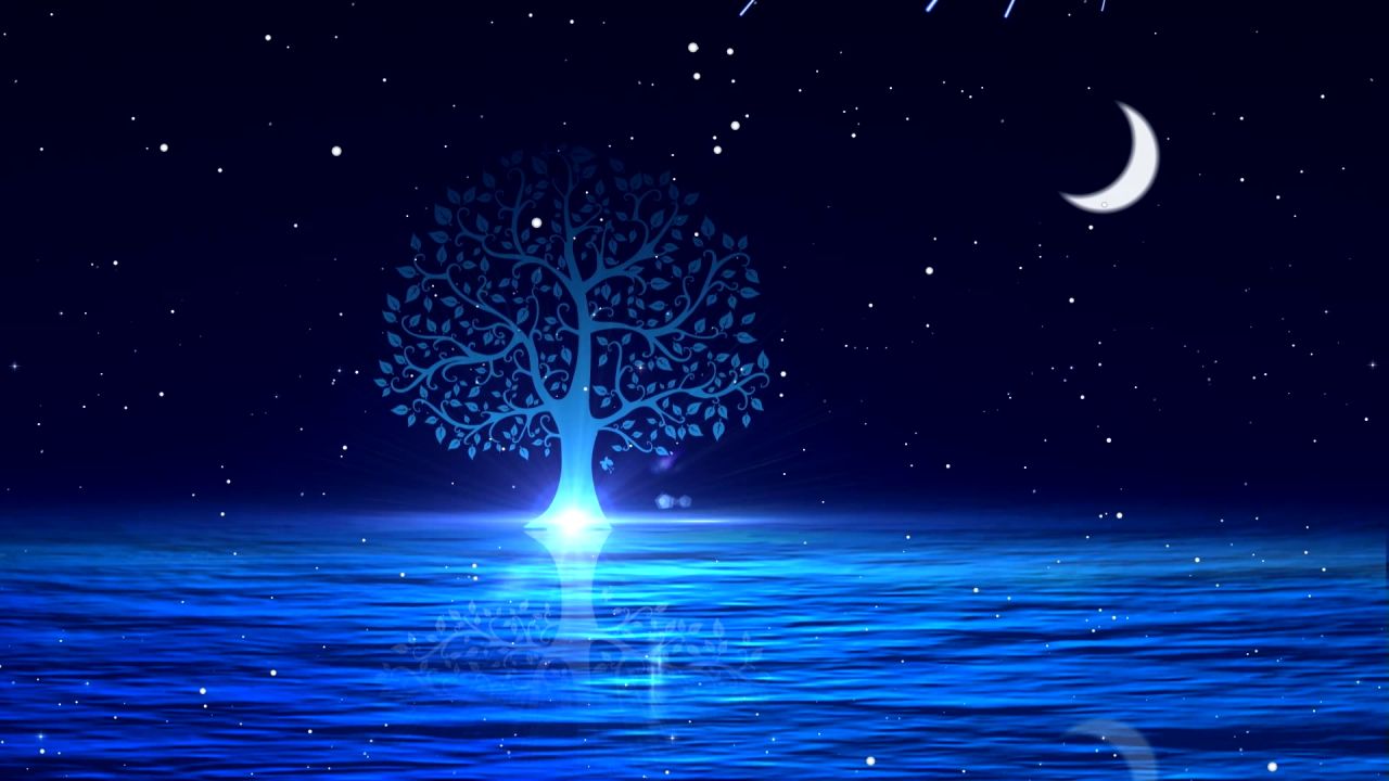 唯美大海上升月亮白月光蓝色夜空圆月明月大屏幕舞台LED视频  131