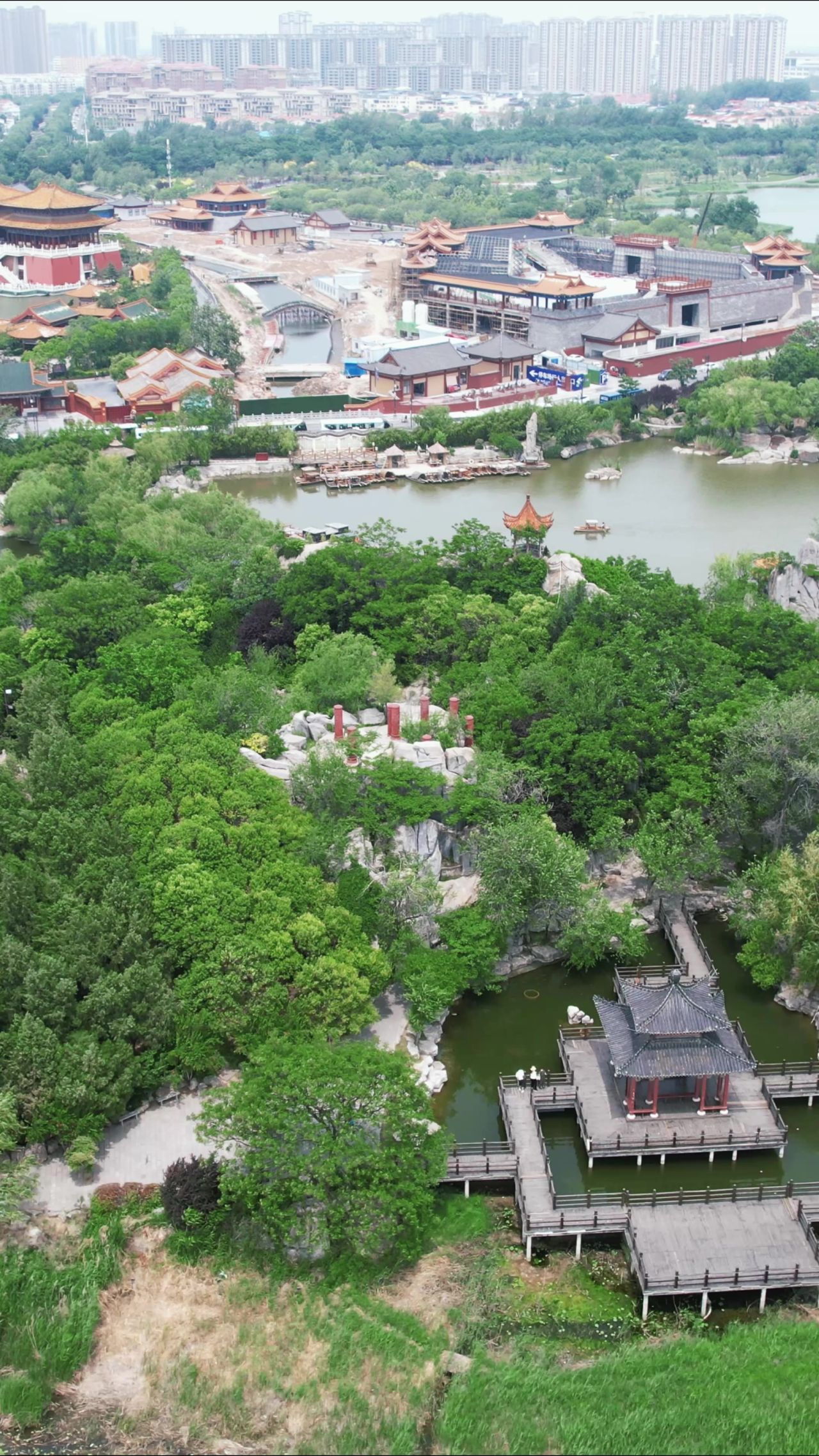 河南开封城市风光旅游景区航拍 