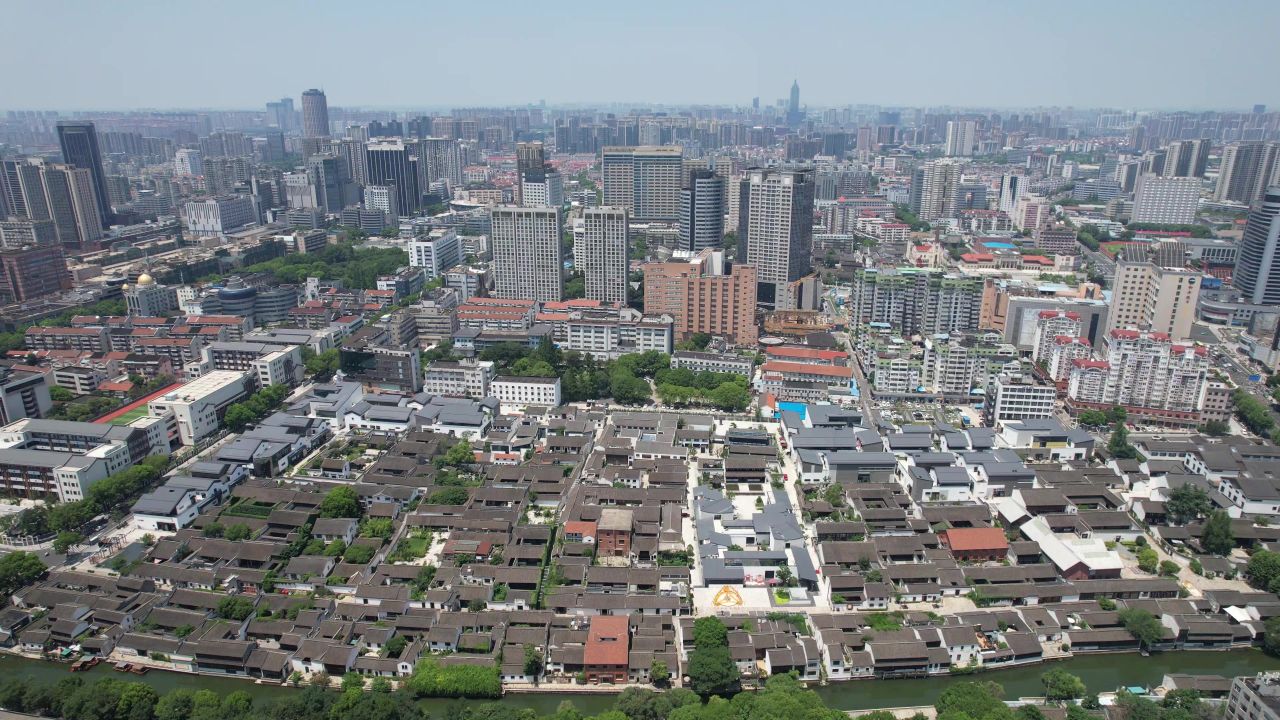 江苏常州城市风光航拍 