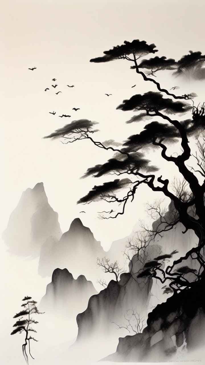 古风山水画唯美背景图 83