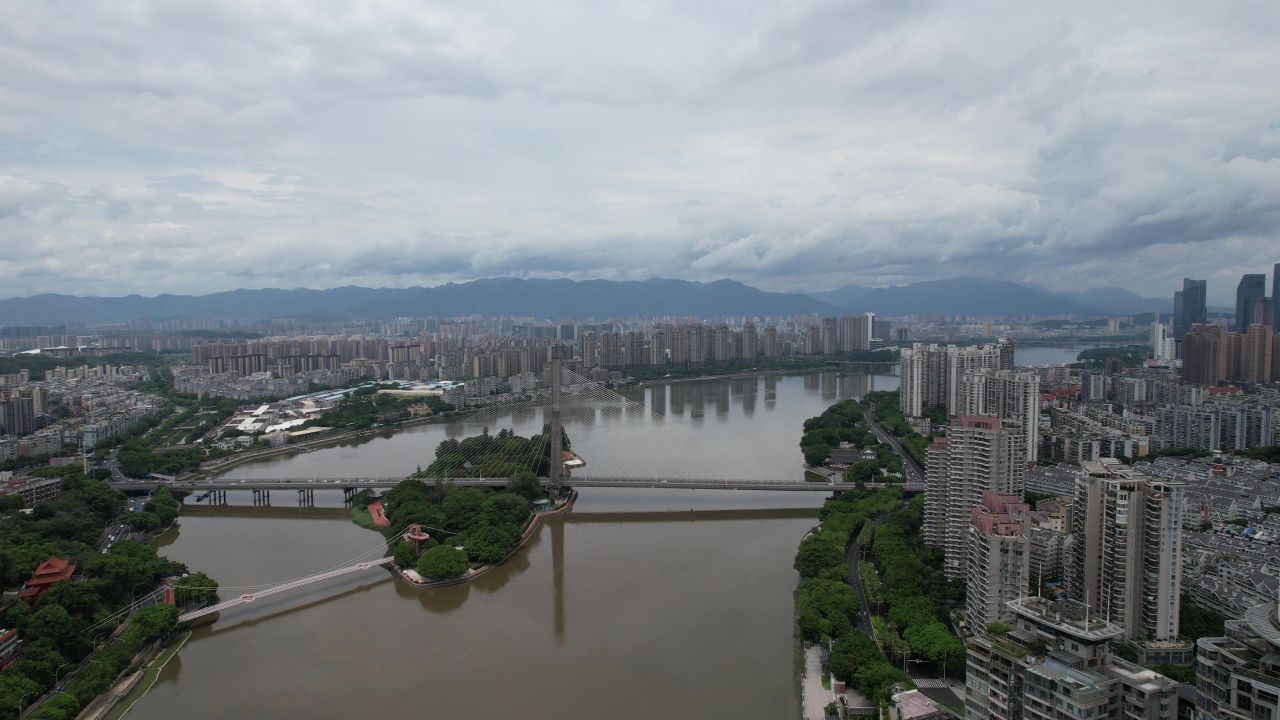 福建福州三县洲大桥交通航拍